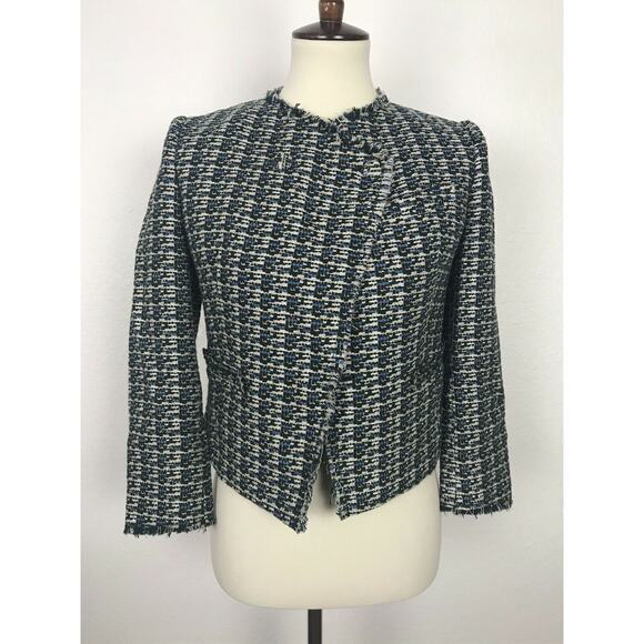 Band of Outsiders Tweed Raw Trim Single Breast Blazer - Picture 1 of 11